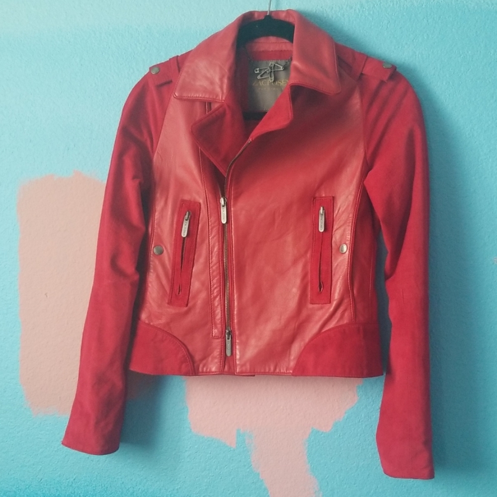 Genuine Leather Zac Posen Motorcycle Jacket